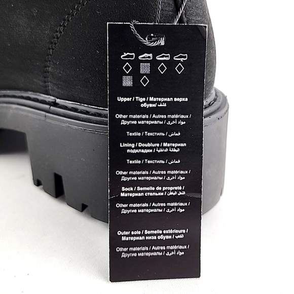 ONLY Betty Women's Black Lace-Up Faux Leather Ankle Boots  Chunky Soles Size 37 - Picture 10 of 15